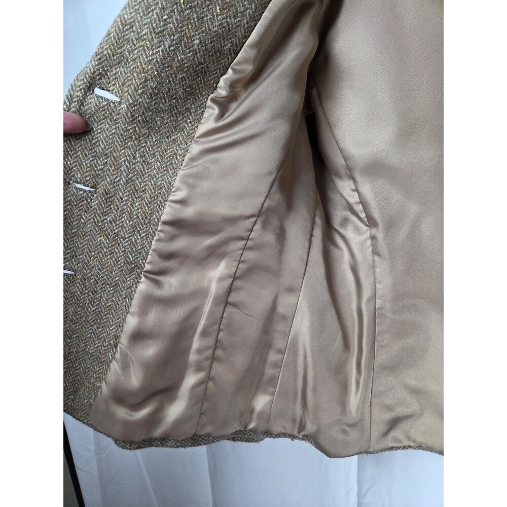 Talbots Petites Women's Size 4 Herringbone Wool Blend Blazer Jacket Brown Tweed - Picture 6 of 9